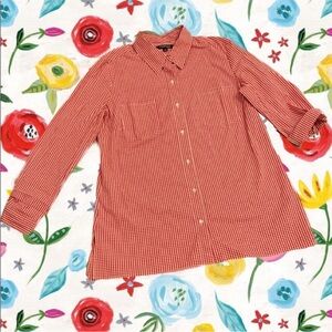 Red Gingham Chadwicks Top Large Button Front